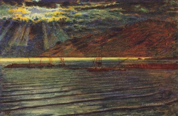 William Holman Hunt Painting - Barcos de pesca a la luz de la luna El británico William Holman Hunt
